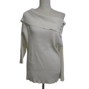 TOMMY HILFIGER Sweater Women's Size XXL White Ribbed Off-the-Shoulder Ivy NWT